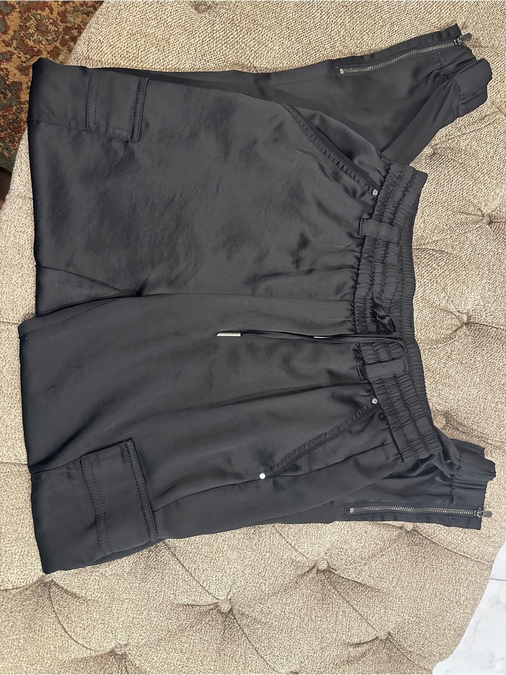 The Jogger Satin Black Elastic Waist Pants